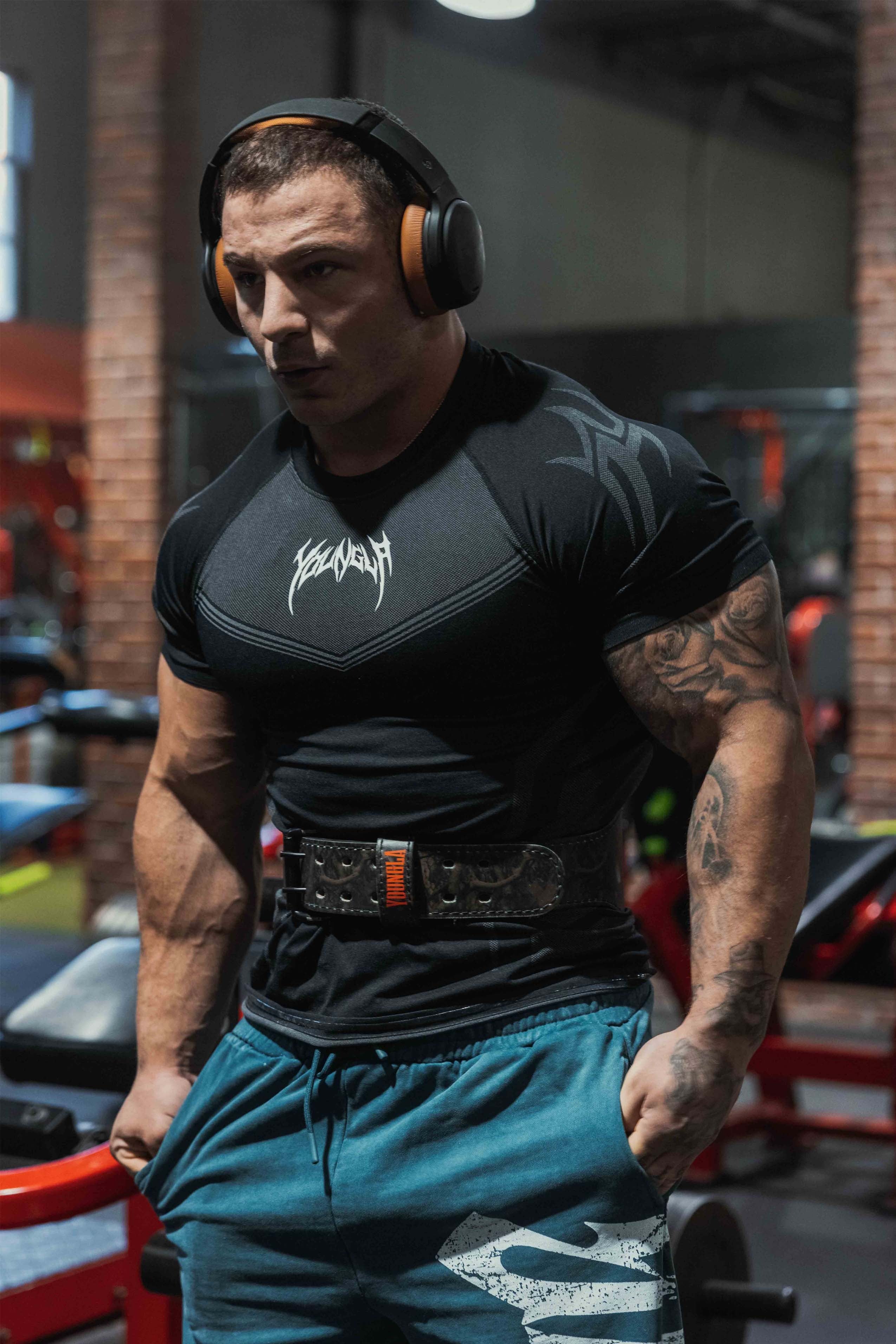 YOUNGLA Performance Compression T-Shirt – Black