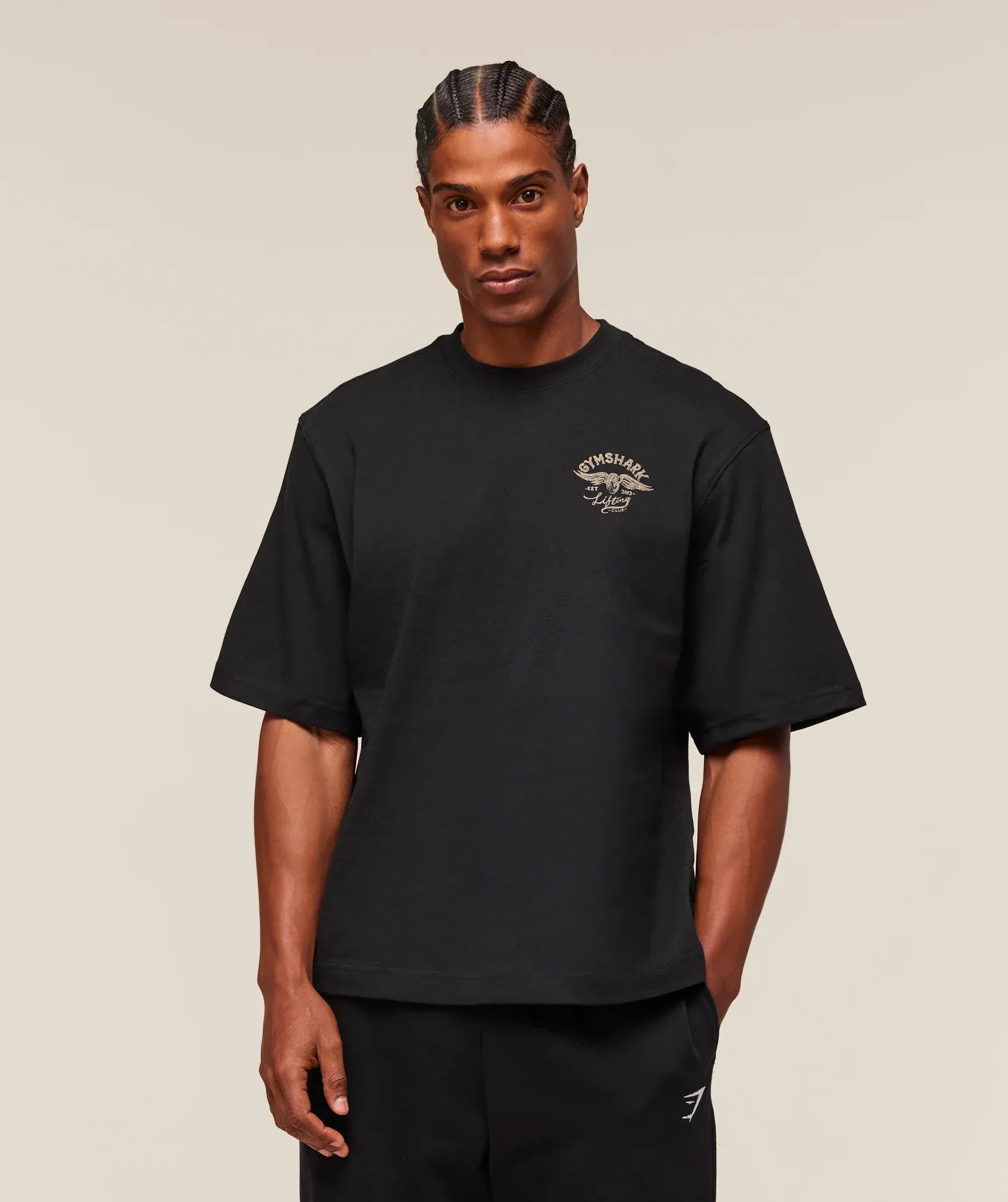 GS Lifting Club Oversized Graphic Tee – Black