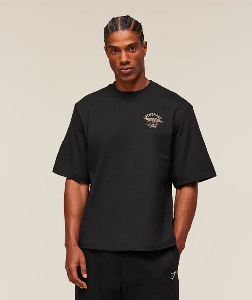 GS Lifting Club Oversized Graphic Tee – Black