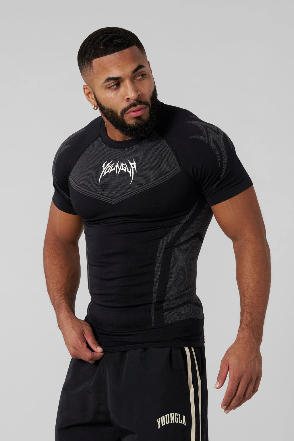 YOUNGLA Performance Compression T-Shirt – Black