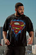 YOUNGLA x Superman Oversized Graphic T-Shirt – Black