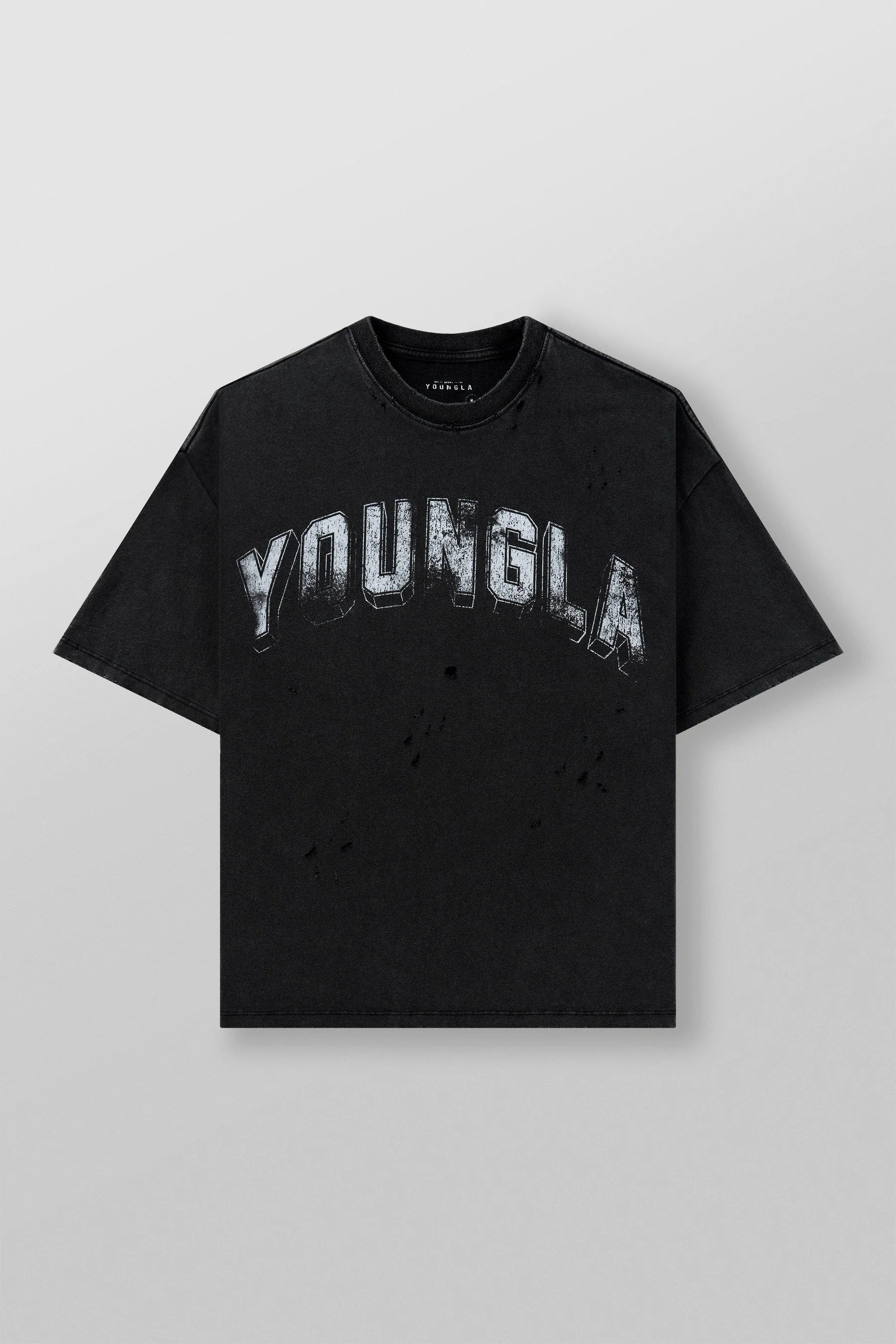 YOUNGLA Vintage Wash Graphic Oversized T-Shirt – Black